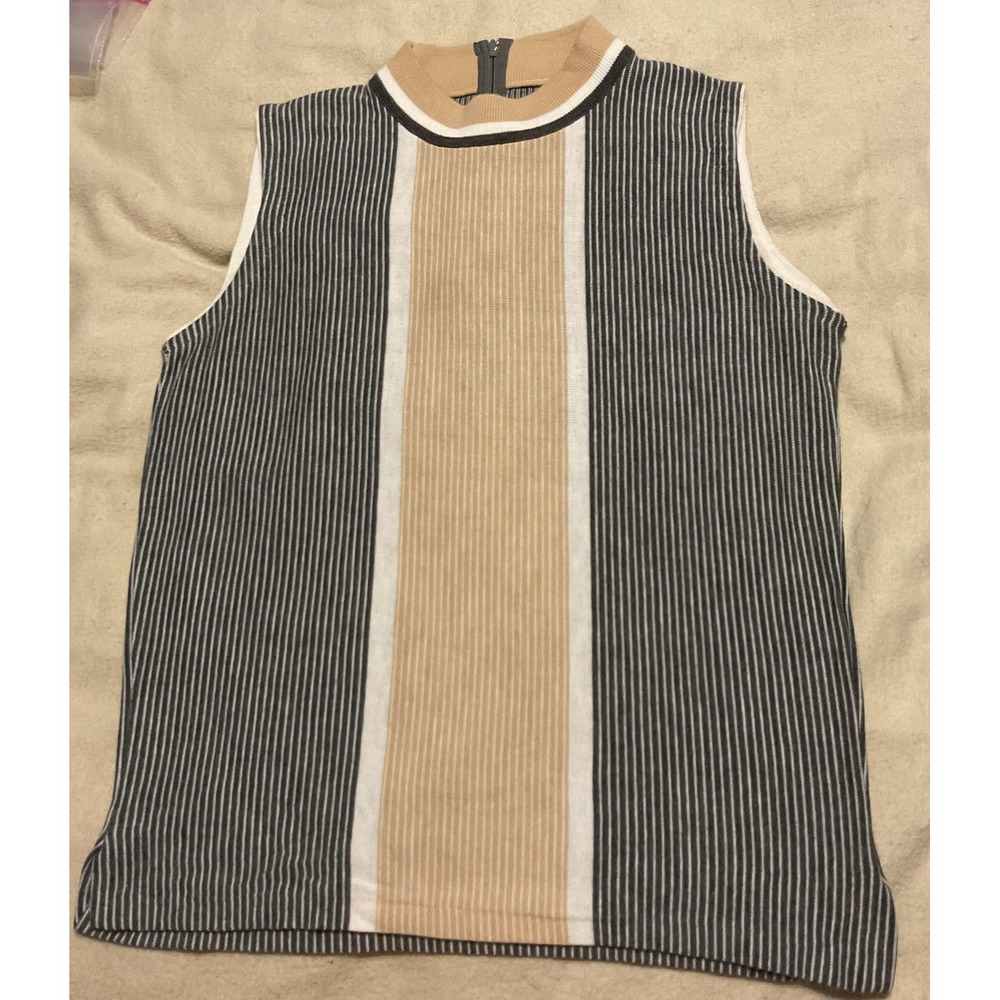 Vintage Haymaker Sweater Vest Womens Medium Multicolor Striped Mock Neck 70s‎